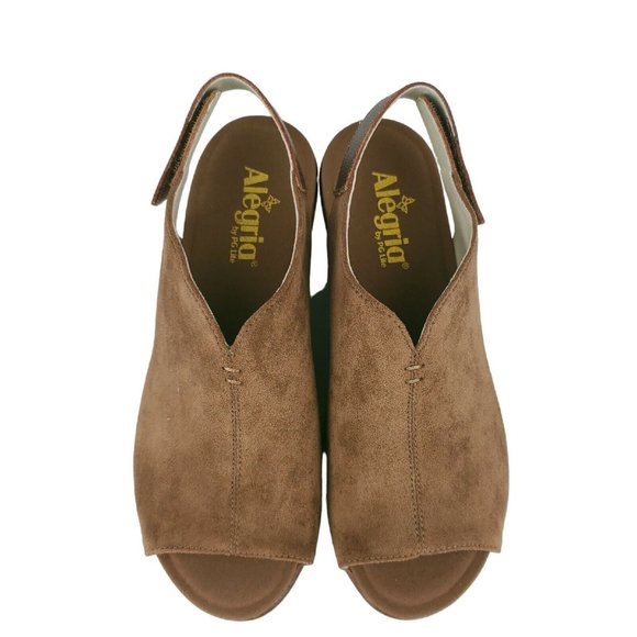 NEW ALEGRIA Rosie Tan Suede Comfort Shoes Wedge Sandals Size 38 - US 8-8.5 - Picture 3 of 12